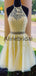 A-line Yellow Lace Popular Pretty Homecoming Dresses HD106