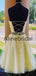 A-line Yellow Lace Popular Pretty Homecoming Dresses HD106