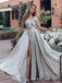 Asymmetric One-ruffle Shoulder Side Slit A-line Long Prom Dress, PD3076