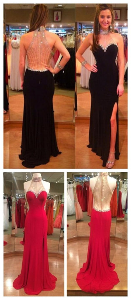 Long Unique Side Slit Evening Party Formal Cocktail Prom Dresses Online,PD0155