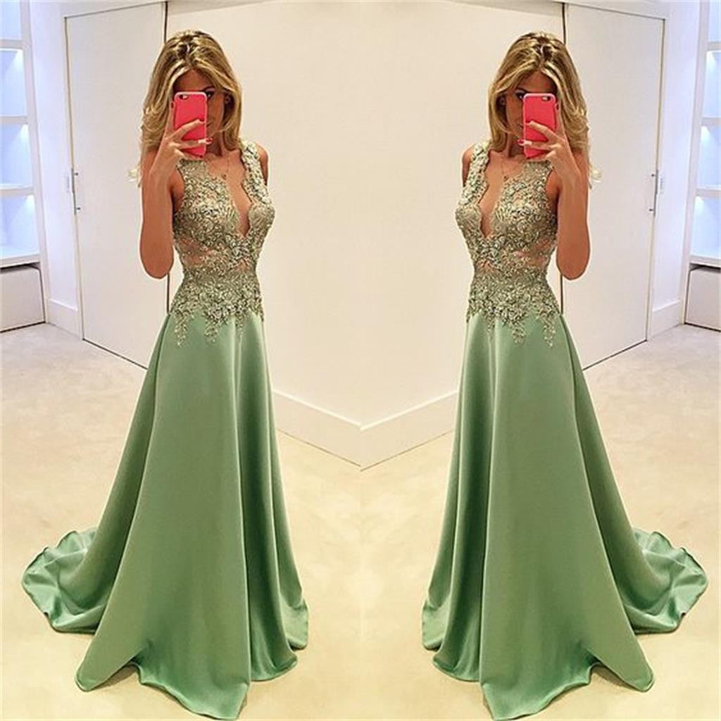 Long Popular Deep V-neck A-line Stunning Sexy Cocktail Ball Gown Party Prom Dress.PD0160