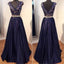 Long Dark Purple V-neck A-line Elegant Lace Evening Party Formal Cocktail Prom Dress,PD0176