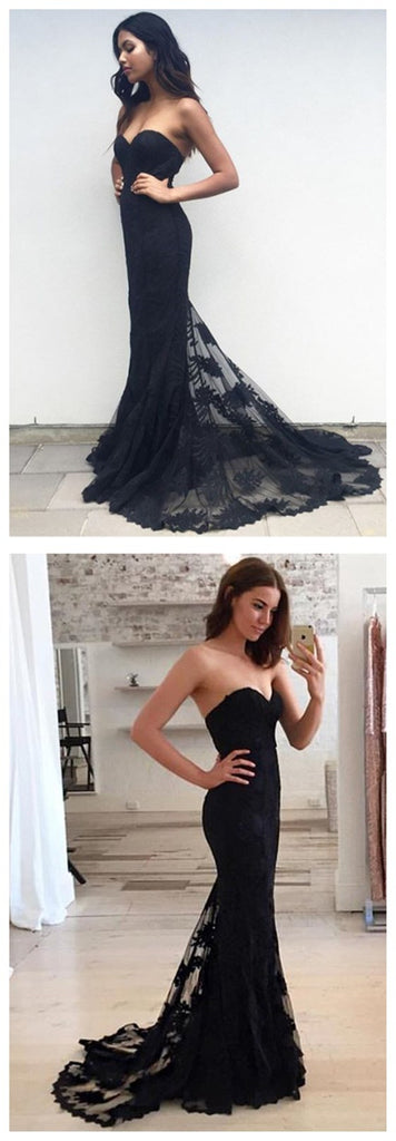 Long Black Mermaid Sweetheart Sexy Charming Party Vintage Prom Dresses For Curvy Girls,PD0041