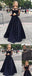 Long Sleeve Two Pieces Black With Lace Ball Gown Evening Party Prom Dress,PD0045