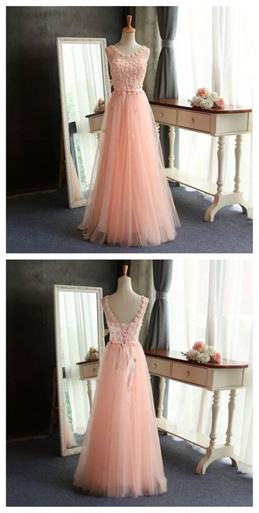 Long Scoop Tulle Pretty Popular Lovely Casual Evening Party Prom Dresses Online,PD0096