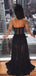 Black Tulle Illusion Sparkly Strapless Sexy Evening Party Prom Dresses.PD00243