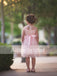 Blush Pink Lace Tulle Flower Girl Dresses With Rhinestone , FGS068