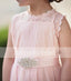 Blush Pink Lace Tulle Flower Girl Dresses With Rhinestone , FGS068