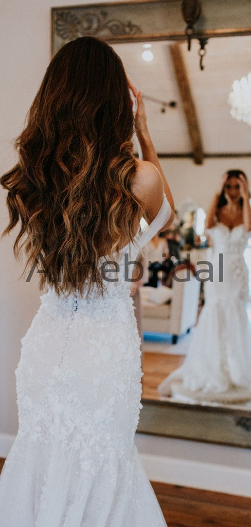 Charming Mermaid Off the Shoulder Vintage Long Wedding Dresses WD0572