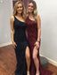 Charming One Shoulder Mermaid Navy Burgundy Prom Dresses PD1026