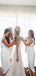 Custom White Simple Hot Beach Short Bridesmaid Dresses AB4206