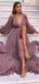 Dusty Purple Chiffon Long Sleeve Fashion Elegant Prom Dresses,PD00346