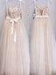 Elegant Spaghetti Straps Appliques Sequins High Waist With A-line Long Prom Dresses. AB1082