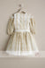 Gorgeous Gold Lace Organza Half Sleeve Cute Flower Girl Dresses, FGS087