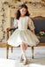 Gorgeous Gold Lace Organza Half Sleeve Cute Flower Girl Dresses, FGS087