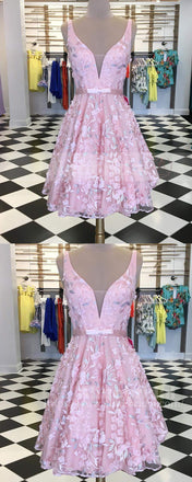 Gorgeous Pink Lace For Teens Sleeveless Freshman Homecoming Dresses,HD0013