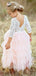 Ivory Lace Top Blush Pink Ruffle Tulle Half Sleeve Flower Girl Dresses, FGS116