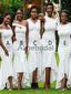 Mermaid Mismatched Off White Satin Formal Bridesmaid Dresses AB4243