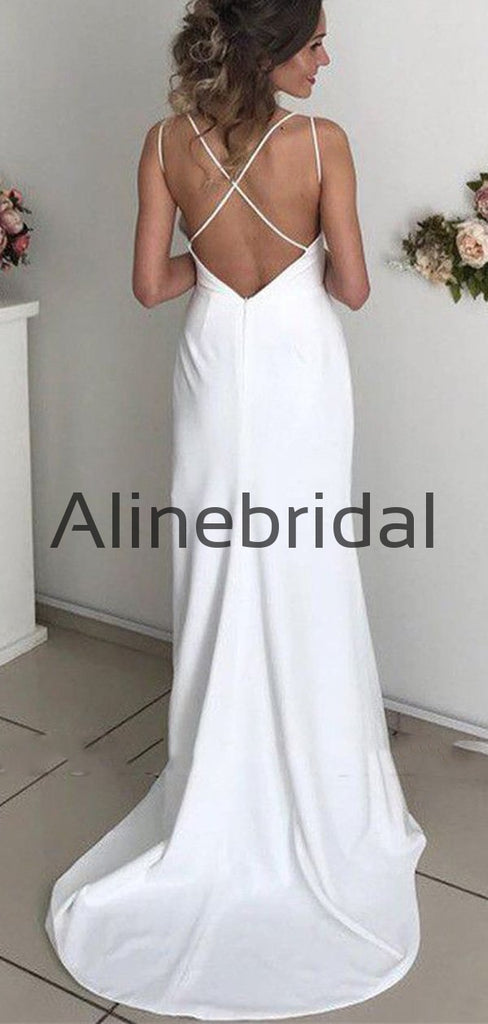 Mermaid Simple Chic Sexy Backless Spaghetti-Straps Prom Dresses PD1007