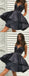 Navy Elastic Satin Beading Belt Strapless Homecoming Dresses ,HD0024