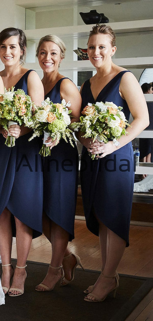 New Arrival Short Navy Blue Beach Summer Bridesmaid Dresses AB4230