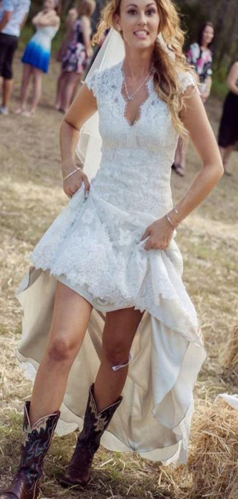 Newest Lace Cap Sleeve Country Simple Beach Bridal Wedding Dress. AB0307