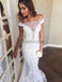 Off Shoulder Gorgeous Lace Mermaid Train Wedding Dresses, AB1524