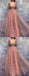 Peach Sparkly Star Sequin Tulle A-line Prom Dresses .PD00287