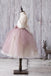 Newest Arrival Strap White Top Dusty Rose Tulle Cute Flower Girl Dresses, FG012