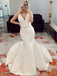 Sexy Sleeveless V-neck Mermaid Long Wedding Dress, WD3027