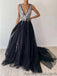 Sparkly A-Line Tulle Sequin Long Prom Dresses PD1036