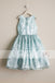Stunning Light Blue Lace Cute Round Neck Flower Girl Dresses, FGS063