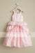 Sweet Pink Lace Unique Ball Gown Spaghetti Straps Flower Girl Dresses, FGS062
