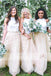 Two Piece Ivory Lace Top Tulle Bottom Country Wedding Bridesmaid Dresses, AB1212