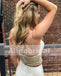 Two Piece Spaghetti Strap Mermaid Beading Prom Dresses, PD00088