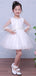 White Tulle Simple Flower Girl Dresses With Cape, FGS030
