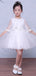 White Tulle Simple Flower Girl Dresses With Cape, FGS030