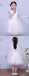 White Tulle V-neck Sleeveless Handmade Flower Simple Flower Girl Dresses , FGS125
