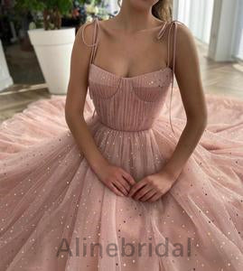 Elegant Square Sleeveless A-line Long Prom Dress, PD3593