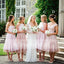 New Arrival Pink Mismatched Tea-length A-line Spring Bridesmaid Dresses. AB1206