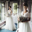 Simple Country Wedding Ivory Lace Top Tulle Sleeveless A-line Wedding Dresses, AB1130