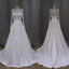 Elegant Long A-line Train Sash Sweetheart Off Shoulder Long Sleeve Lace Satin Wedding Dress, AB1093