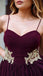 Burgundy Spaghetti-strap Sweethert Velvet Top Tulle Short Prom Homecoming Dress, PD3086