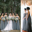 Cheap Long Elegant Pleated Strapless Sweetheart Dark Grey Sash Chiffon Wedding Party Bridesmaid Dress, AB1167