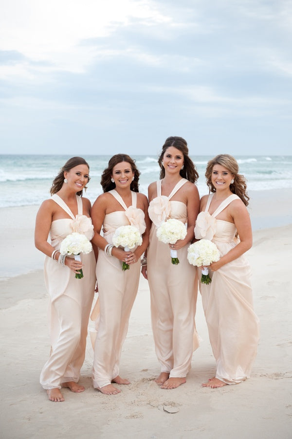 Unique Handmade Flowers Grecian Straight Across Long Bridesmaid Dress, AB1171