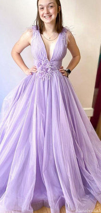 Elegant Black Sleeveless V-neck A-line Long Prom Dress, PD3132