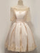 Elegant Blush Yellow Off-shoulder Lace Half Sleeve Short A-line Homecoming Dress, HD3070