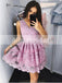 Mismatched Lace V-neck Sleeveless A-line Popular Fashion Homecoming Dresses,BD00223