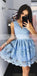 Mismatched Lace V-neck Sleeveless A-line Popular Fashion Homecoming Dresses,BD00223