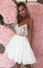 Pretty Spaghetti Strap Lace Appliique A Line Short Homecoming Dress, BTW289